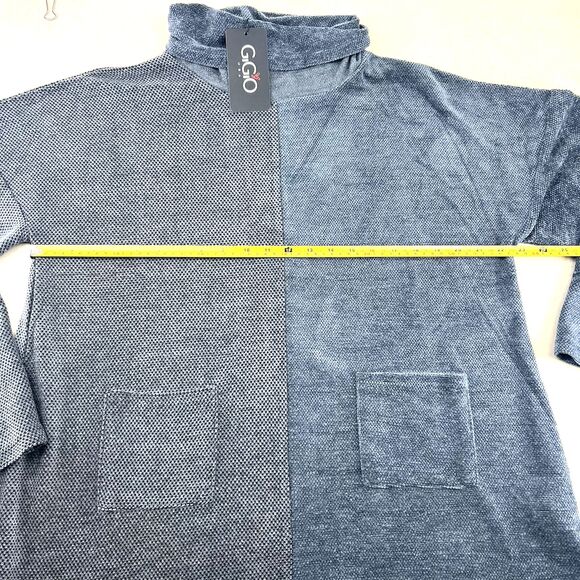 GIGIO USA Two Toned Gray Color-Block Turtleneck Sweater Bell Sleeves  Pockets M - Picture 11 of 16